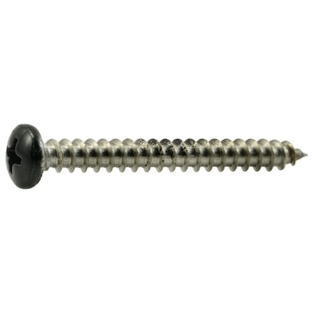 Sheet Metal Screw, #8 X 1-1/2 In, Painted 18-8 Stainless Steel Pan Head Phillips Drive, 15 PK